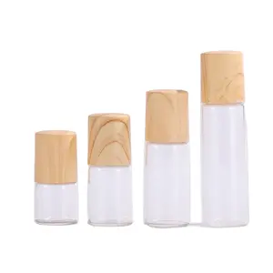 1ml 2ml 3ml 5ml clear Glass Vials perfect sample Roll On metal roller glass Bottle with fake wood lid