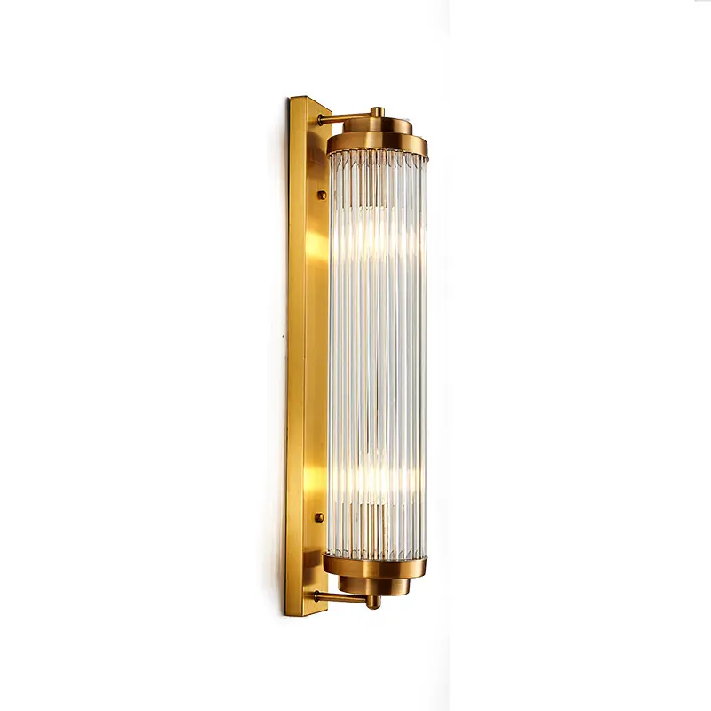 fancy indoor modern luxury antique brass crystal glass wall mounted lamp for living room hotel bathroom wall lights