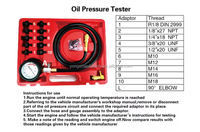 Profesyonel motor test yağ basınç göstergesi kiti sıkıştırma teşhis Tester