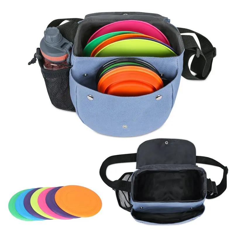 Logo personalizzato Premium Nylon Outdoor Crossbody Strap Mesh Water Bottle Golf Frisbee Bag Travel Frisbee Disc Golf Bag