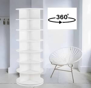 Tour pivotante moderne <span class=keywords><strong>à</strong></span> 7 niveaux Shoeracker Grand carrousel en bois Lazy Susan Commercial 360 étagère <span class=keywords><strong>à</strong></span> chaussures rotative pour magasin de détail - Product Image 6