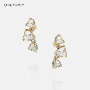 Joyería de moda Dropshipping. Exclusivo. De Oro suerte 3 pendiente de corazón Rosa Stud pendientes