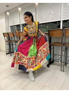 Traditional Heavy Muslin Cotton Digital Printed <b>Lehenga</b> Choli Dupatta Set with Real Mirror Work for <b>Women</b> Festive Celebrations - Product Image 5