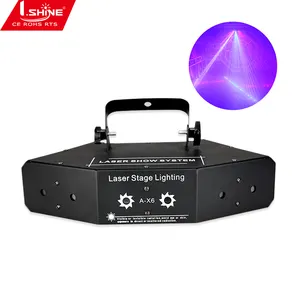 sound activated dmx512 disco laser light with 6 eye beam scan system