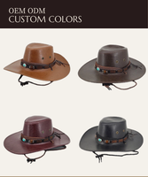 Vente en gros Chapeaux classiques ethniques avec boucle en cuir pour filles Chapeaux de cow-boy en cuir PU Fabricant d'accessoires pour hommes et femmes
