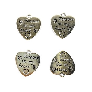 Ciondoli a Cuore 20x21mm con Scritta 'Forever <span class=keywords><strong>in</strong></span> <span class=keywords><strong>My</strong></span> <span class=keywords><strong>Heart</strong></span>' per Gioielli Antichi, Collane e Bracciali <span class=keywords><strong>in</strong></span> Lega - Product Image 5