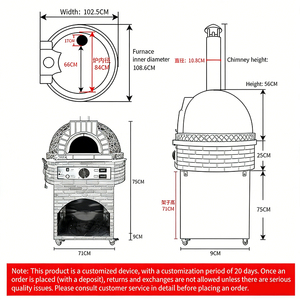 Four à <span class=keywords><strong>pizza</strong></span> italien au bois, professionnel, pour usage commercial, en pierre, en briques, pour l'intérieur, de style napolitain, XM QDMECH - Product Image 5