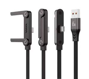 Câble USB-C 2-en-1 invisible tressé avec support pour charge rapide et <span class=keywords><strong>transfert</strong></span> de données pour tablettes <span class=keywords><strong>Android</strong></span>/<span class=keywords><strong>iPhone</strong></span> - Product Image 2