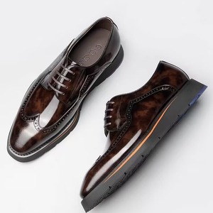 Chaussures Oxford classiques pour hommes en cuir véritable de haute qualité, à bout carré, plateforme, décontractées, brillantes, pour affaires et occasions décontractées - Product Image 2
