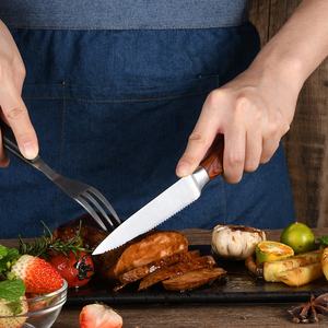 RUITAI - مجموعة سكاكين ستيك 420J2 من <span class=keywords><strong>6</strong></span> قطع من المصنع, بغطاء من الاستانلس ستيل ومقبض من الخشب الملون، سكين ستيك مدبب - Product Image 4