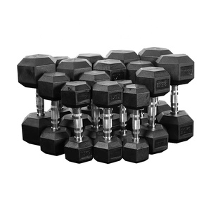 Ensemble d'haltères hexagonales en fonte recouvertes de caoutchouc noir personnalisées pour salle de sport, 20 kg, <span class=keywords><strong>FREDO</strong></span> FRD-012, usage commercial, unisexe, logo personnalisé disponible - Product Image 4