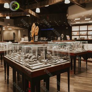 Vitrine élégante pour bijouterie, présentoir moderne pour bijoux, armoire de présentation de bijoux avec comptoir de showroom personnalisé - Product Image 1