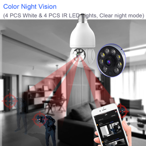 2024 thông minh không dây Wifi ánh sáng bóng đèn CCTV <span class=keywords><strong>Camera</strong></span> 360 độ PTZ <span class=keywords><strong>IP</strong></span> Home an ninh máy ảnh với E27 giữ đèn - Product Image 6