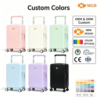 Valise de cabine légère en PC de 20 pouces avec roulettes larges, coque rigide, serrure TSA, logo personnalisé pour avion