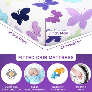 Cao Cấp 3-Mảnh Bé Comforter Thiết Lập 200TC Tím Mini Crib Thiết Kế Thoáng Khí Dệt Kim Vải Mềm Mại Bộ Đồ Giường Cho Cậu Bé Hoặc Cô Gái Bé - Product Image 4