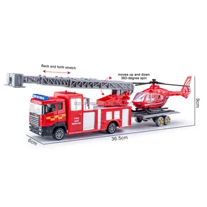 Model desain baru diecast mobil tangki air mainan hauler caravan truk api helikopter Set mainan