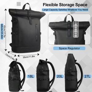 Échantillon gratuit : Sacs à dos roll-top unisexes de qualité supérieure, fabriqués en usine, pour adolescents, étudiants et professionnels urbains (bureau et affaires). - Product Image 3