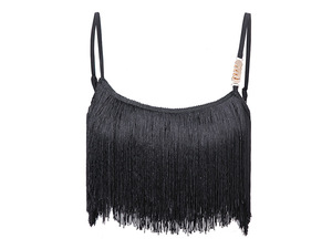 Top de Baile Latino con Borlas de Doble Capa en Color Negro, Camiseta de Disfraz para Baile de Salón, <span class=keywords><strong>Salsa</strong></span> y Pole Dance para <span class=keywords><strong>Mujer</strong></span> - Product Image 3