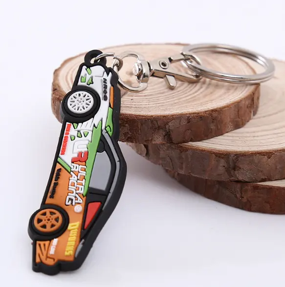 fancy and promotion custom car logo and shape soft pvc key chain/rubber key holder