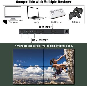 Controlador de Video Wall HDMI Xput 2X2, Compatible con 4K 2K 1080P, Procesador de Empalme Multipantalla para Visualización de Películas - Product Image 3