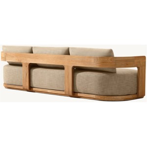 Conjunto de Sofás de Luxo para Exterior em Teca com Design Moderno, Estrutura Curva Artesanal e Almofadas Proporcionais para Hotéis - Product Image 3