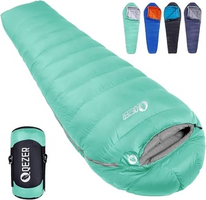 Sac de couchage momie léger en duvet de canard, étanche, en nylon, pour adulte, avec boîte à pieds, idéal pour le camping et la randonnée estivale en extérieur - Product Image 1