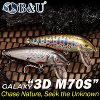 B&U JT46 70mm 7.1g Leurre Minnow Coulant à Haute Simulation, Imprimé en 3D, pour Pêche en Eau Salée et Eau Douce (Bar, Truite, Perche)