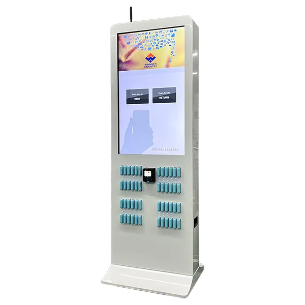 Locker Cell Phone Charging Station Power Bank with Big Advertising Screen Credit Card Reader