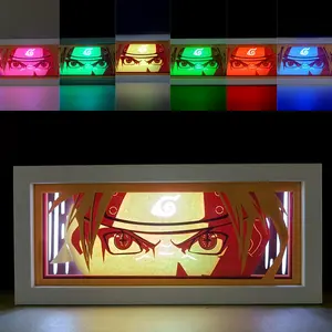 กล่องไฟ Jujutsu Kaisen Sukuna Yuji Itadori Eye Faceโคมไฟสําหรับตกแต่งห้องLightboxมังงะ 3d Papercut DIYตารางโคมไฟไม้อะนิเมะ
