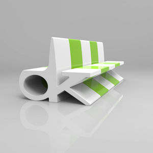 Y174 rayé élégant urbain public loisirs banc fibre de verre esthétique extérieur OK dossier deux côtés lignes de sièges canapé chaises - Product Image 1