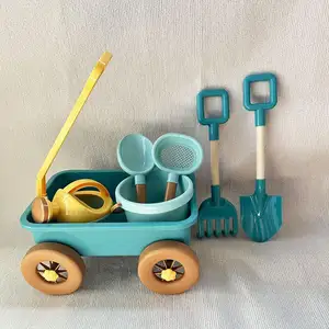 7PCS/세트 해변 장난감 여름 야외 액세서리 버킷 삽 모래 파기 도구 어린이 해변 모래 놀이 카트 세트