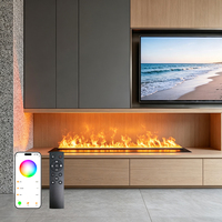 Cheminée électrique autoportante 3D à vapeur d'eau en acier pour la décoration intérieure, avec application intelligente et télécommande, flamme atomisante LED réaliste pour usage hôtelier