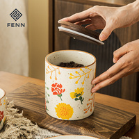 FENN rustique café sucre thé stockage hermétique bidons alimentaires/bidon de cuisine en céramique avec couvercle pot de stockage en porcelaine pour la maison