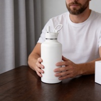 Gourde isotherme en acier inoxydable de 64 onces (2 litres, demi-gallon, 128 oz) pour le sport, la gym, le camping