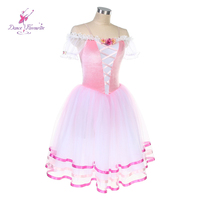 Tutu de ballet long rose en velours romantique 25013, costume de danse préféré de Giselle, tenue de spectacle pour danseurs