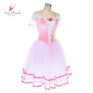 Romantico Tutù Lungo in Velluto Rosa 25013, Costume Preferito per Danza Giselle, Abito per Spettacoli di Danza - Product Image 3