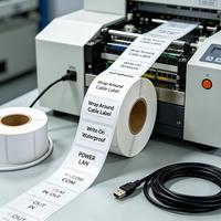Étiquette de câble enveloppante directe usine, étiquette PVC autocollante inscriptible pour marquage uniforme des câbles multiples dans les centres de données