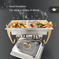 Réchaud de Buffet en Acier Inoxydable Doré de Luxe, Ensemble Pliable Chauffant Alimenté à l'Alcool, Usage Commercial