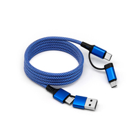 Câble de charge rapide magnétique rétractable tressé 4-en-1 avec logo et couleur personnalisés, 60W USB-A vers Type-C, compatible universel
