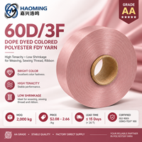 Filament de polyester FDY teint en masse de qualité AA 60D/3F, 100 % polyester, haute ténacité, faible rétrécissement, pour tissage, couture, ruban