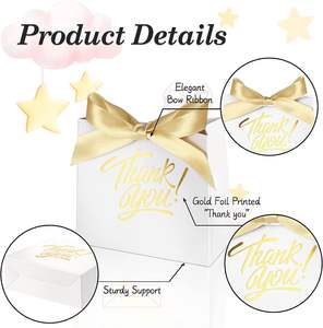 Goudfolie Bedrukt Klein Papier Bedankt Cadeau Zakjes Snoep Traktatie Zak Partij Gunst Zakjes Dozen Met Strik Lint - Product Image 2