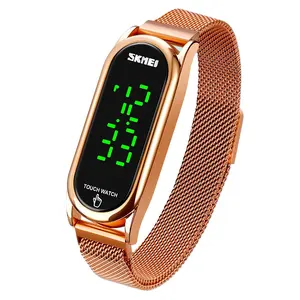 OEM accept SKMEI New Arrival 1697 Touch Screen Stainless Steel Band LED Watch Movement Cheap Fashion Ladies Watch Women Relojes