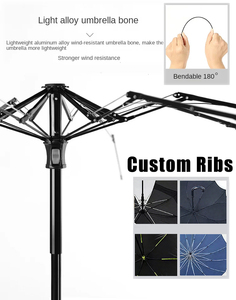 Parapluie de voyage léger et portable, pliable en 5 sections, 6 baleines, avec protection UV, logo personnalisé couleur Wave Point, directement de l'usine - Product Image 6