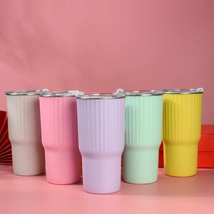 Custom Logo 20oz Stainless Steel Eco-friendly Vacuum Water Bottle Double <b>Straws</b> 6-12 Hours Thermal Insulation Outer Plastic Lid - Product Image 1