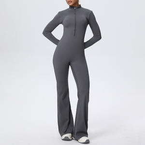 Mono de yoga personalizado para mujer, talla grande, elástico en 4 direcciones, manga larga, con cremallera, transpirable, de secado rápido, cintura alta, levanta glúteos, para pilates y fitness - Product Image 4