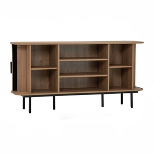 Rugged <b>Oak</b> Colour MALMO 1.5M Sideboard Industrial Metal <b>Frame</b> Buffet Cabinet for Modern Living Room Storage and Office Credenza - Product Image 2