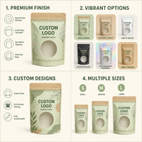 Sachet Doypack Personnalisé 2026 en Papier Kraft Écologique avec Fermeture Éclair pour Thé aux Herbes et aux Fleurs, Fruits Séchés – Emballage Biodégradable