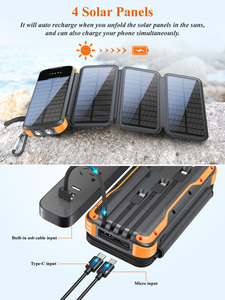 2025 productos más vendidos 4 paneles de células solares de gran capacidad 20000mAh portátil a prueba de agua para <span class=keywords><strong>Iphone</strong></span> cargador Solar Powerbank - Product Image 3