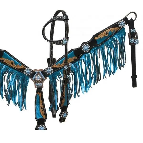 Großhandels preis Hand geflochtene dekorative Horse Tack aus echtem Leder Western Heads tall und Brustplatte