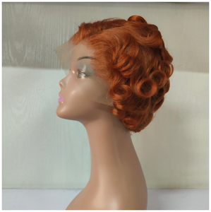 Perruque <span class=keywords><strong>Rose</strong></span> bouclée Bob courte coupe <span class=keywords><strong>de</strong></span> lutin dentelle perruque humaine noeuds blanchis dentelle frontale 13x4 Pixie perruque avec des cheveux <span class=keywords><strong>de</strong></span> bébé - Product Image 1